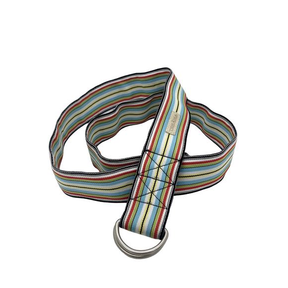 Tehama Belt Women's Size S/M Multicolored Stripe Fabric D-Ring Retro - Picture 2 of 5